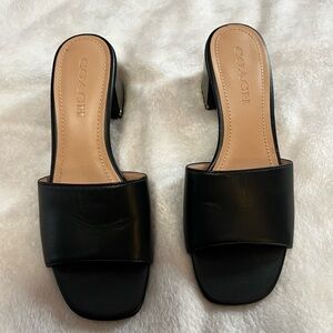 Coach Black Leather Mules